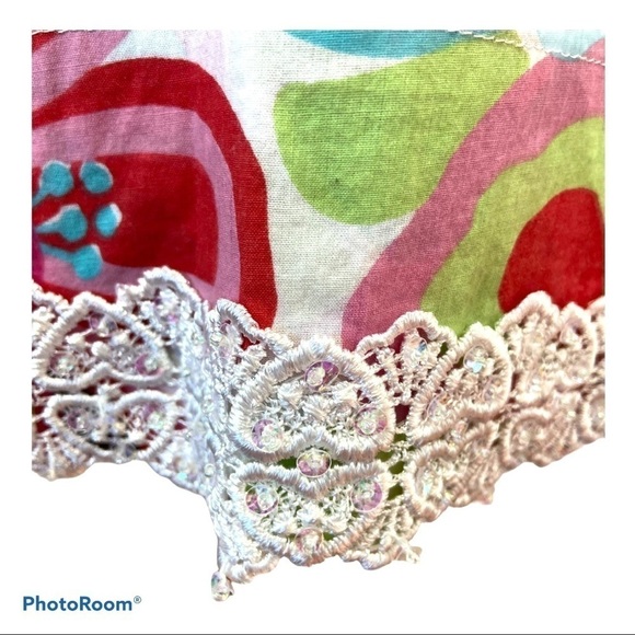 Liza Byrd Beach Cover-up FUNKY GROOVY Floral Tunic Lace Cotton - Picture 11 of 11